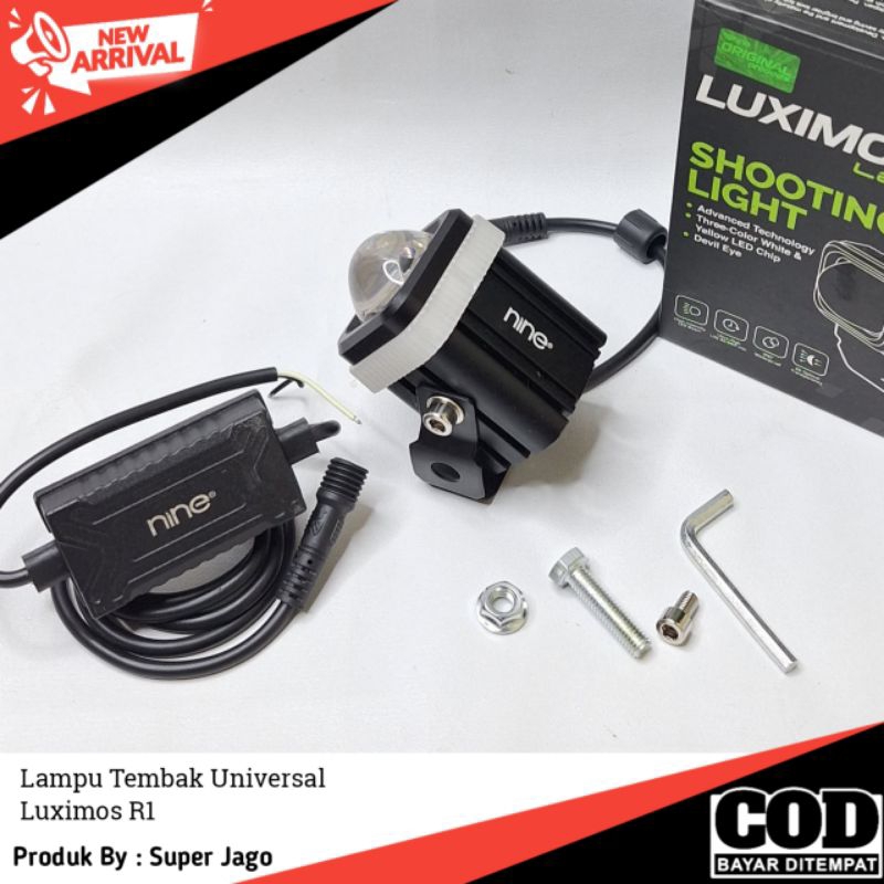 COD Luximos R1| Lampu Tembak Sorot D2 Laser Luximos R1 Putih Kuning 28 Watt Devil Waterproof