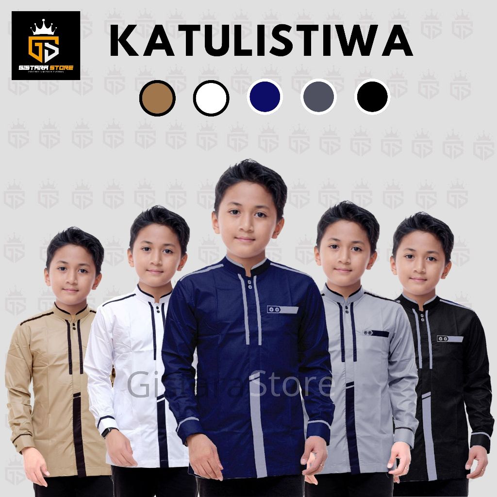 BAJU ATASAN KEMEJA KOKO ANAK LENGAN PANJANG KOMBINASI POLOS UMUR 5 SAMPAI 14 TAHUN TERBARU WARNA NAV