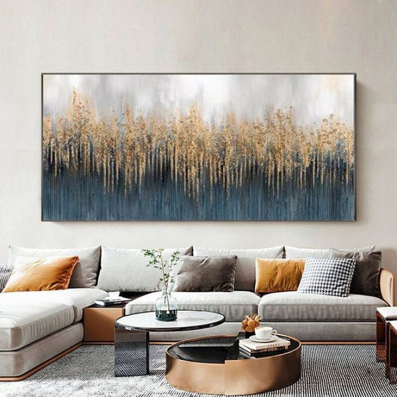 Pajangan Dinding Aesthetic Lukisan Abstrak Gliter Aesthetic Gold dan Blue,,Rekomendasi Untuk Dekoras