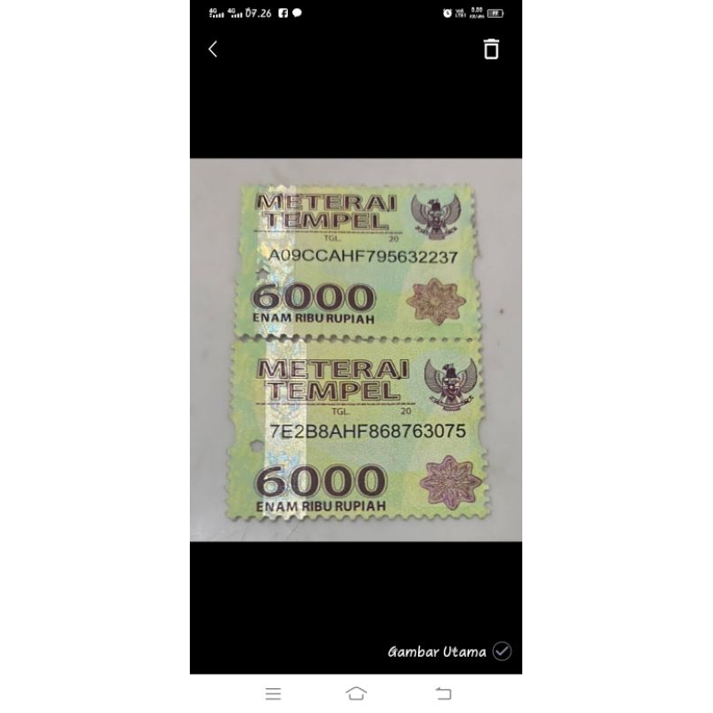 MATERAI 6000 RUPIAH TAHUN 2015-2020 ASLi