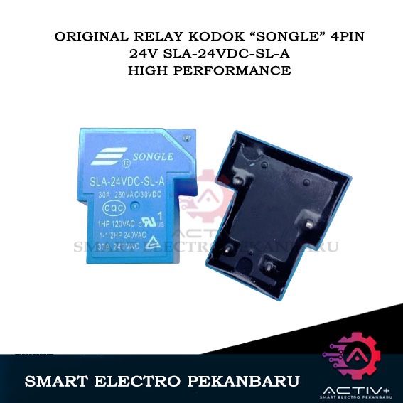 ORIGINAL “SONGLE” RELAY 4-PIN 24V 30A 4-KAKI SLA-24VDC-SL-A MERK SONGLE KODOK 1HP 250 V.AC MAX  SRD-