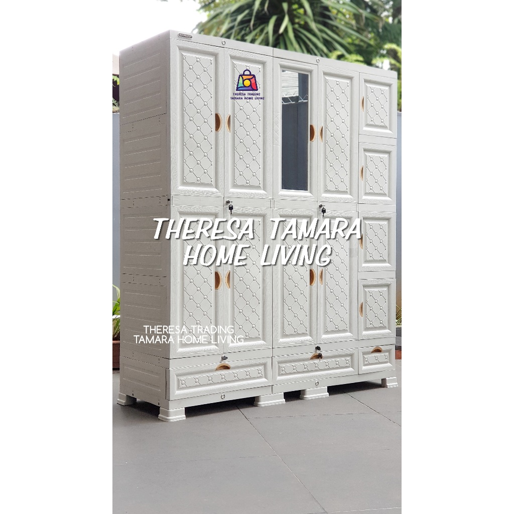 LEMARI NAPOLLY 5412 GANTUNGAN 4 PINTU BESAR 4 PINTU KECIL + 3 LACI BAWAH + KUNCI LEMARI