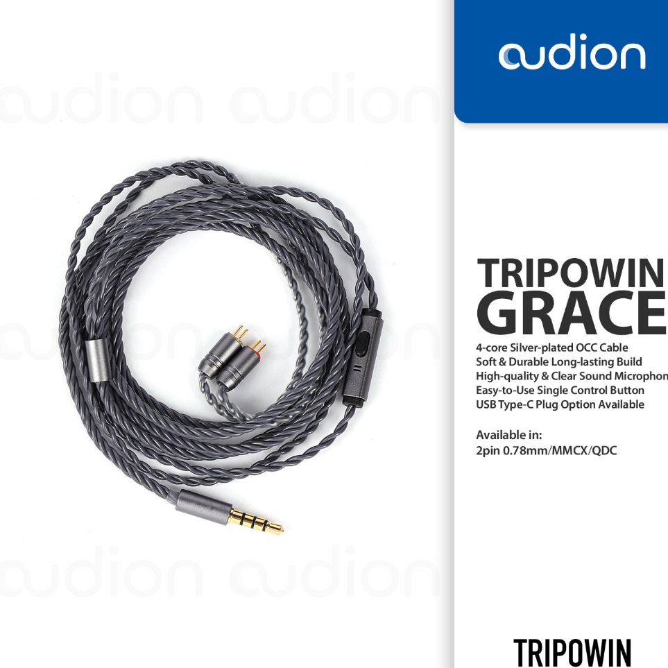 TRIPOWIN GRACE Silverplated Copper OFC IEM Upgrade Cable with Mic