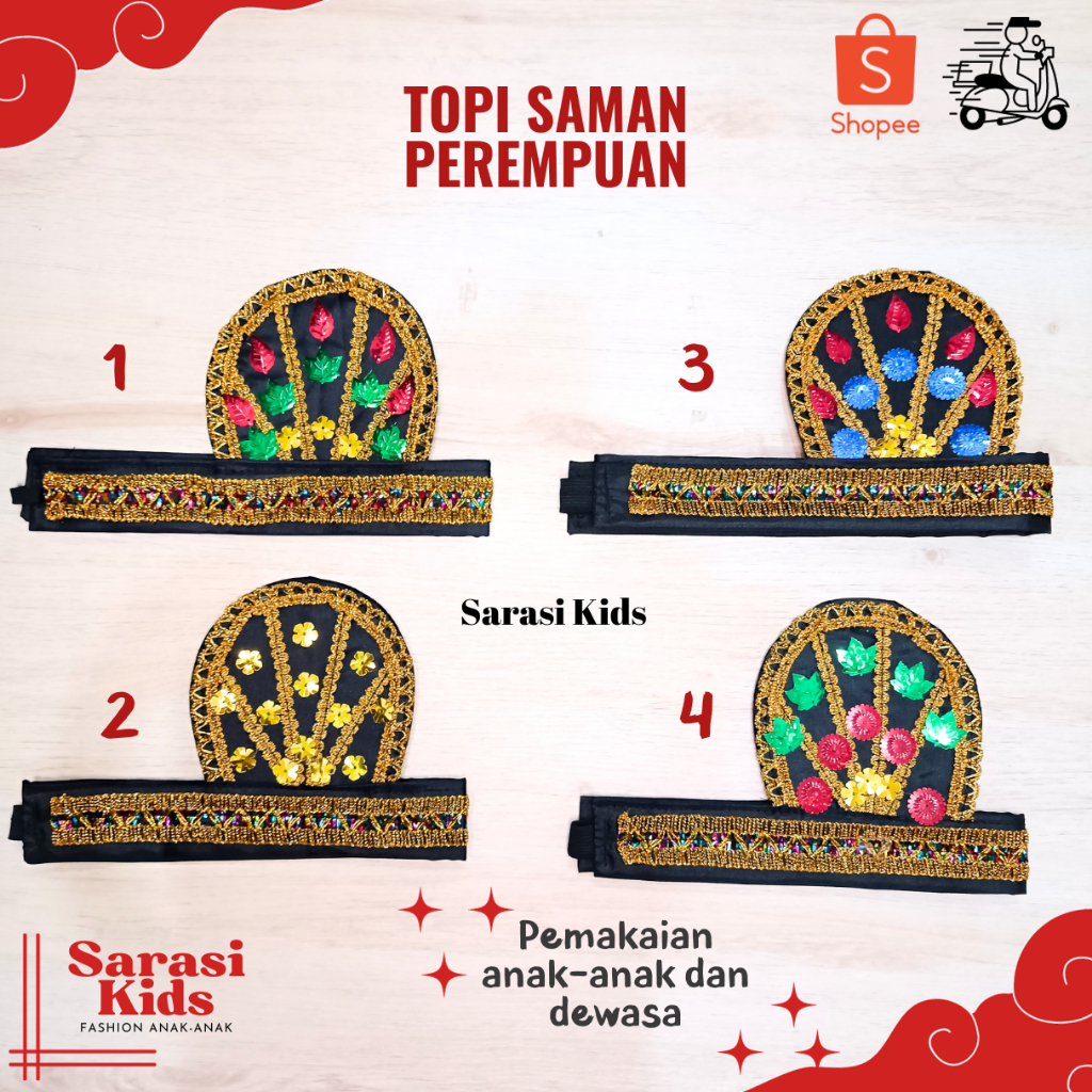 Topi aceh laki anak dan dewasa topi saman perempuan atribut tari aceh topi bungong jeumpa topi adat