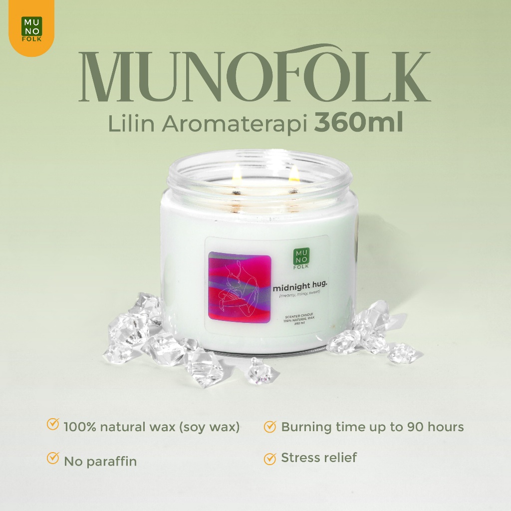 MUNOFOLK Lilin Aromaterapi 360ml cocosoy aromatherapy scented candle pengharum ruangan
