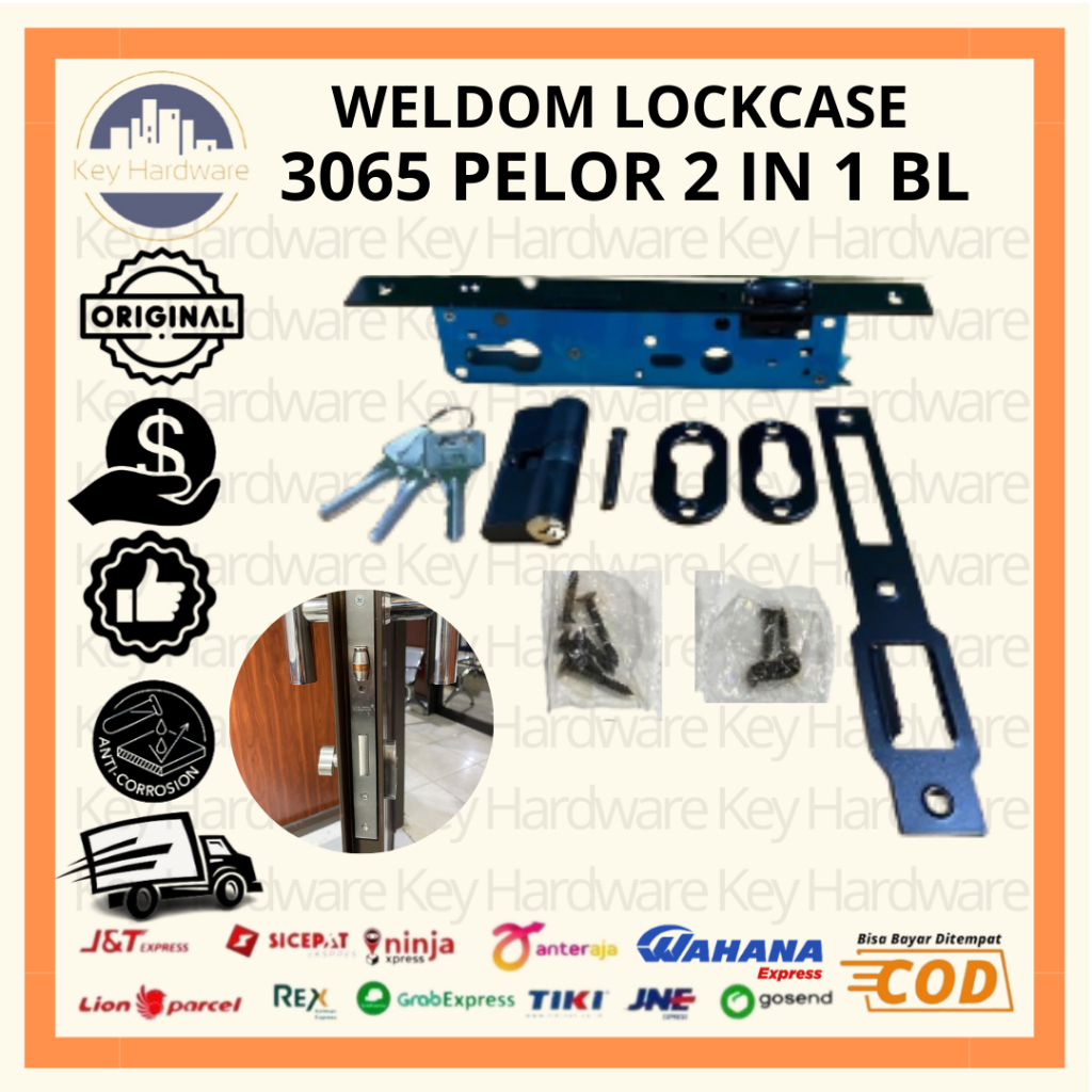Weldom kunci 3065 2 in 1 Lockcase Pintu Pelor cylinder 65mm Kunci