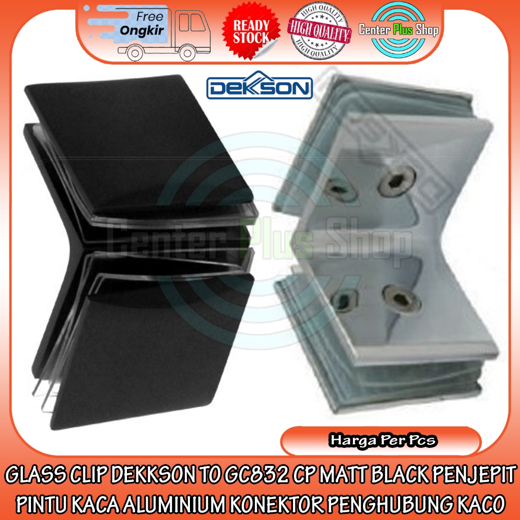 Glass Clip Dekkson To Gc832 Cp Matt Black Penjepit Pintu Kaca Aluminium Konektor Penghubung Kaco Law