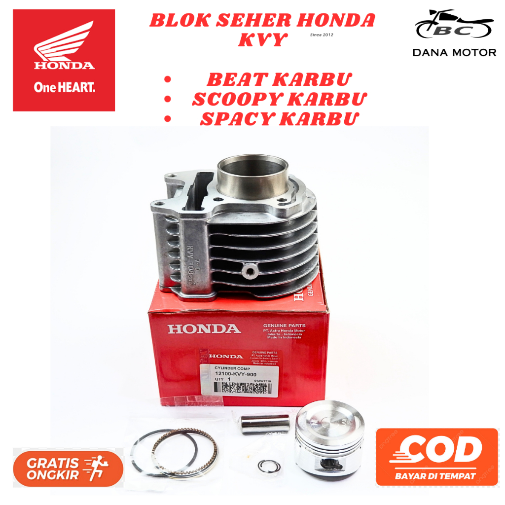 BLOCK SEHER SET KOMPLIT HONDA BEAT KARBU / Blok Mesin Honda Scoopy Karbu Ori Premium - 12100-KVY-900