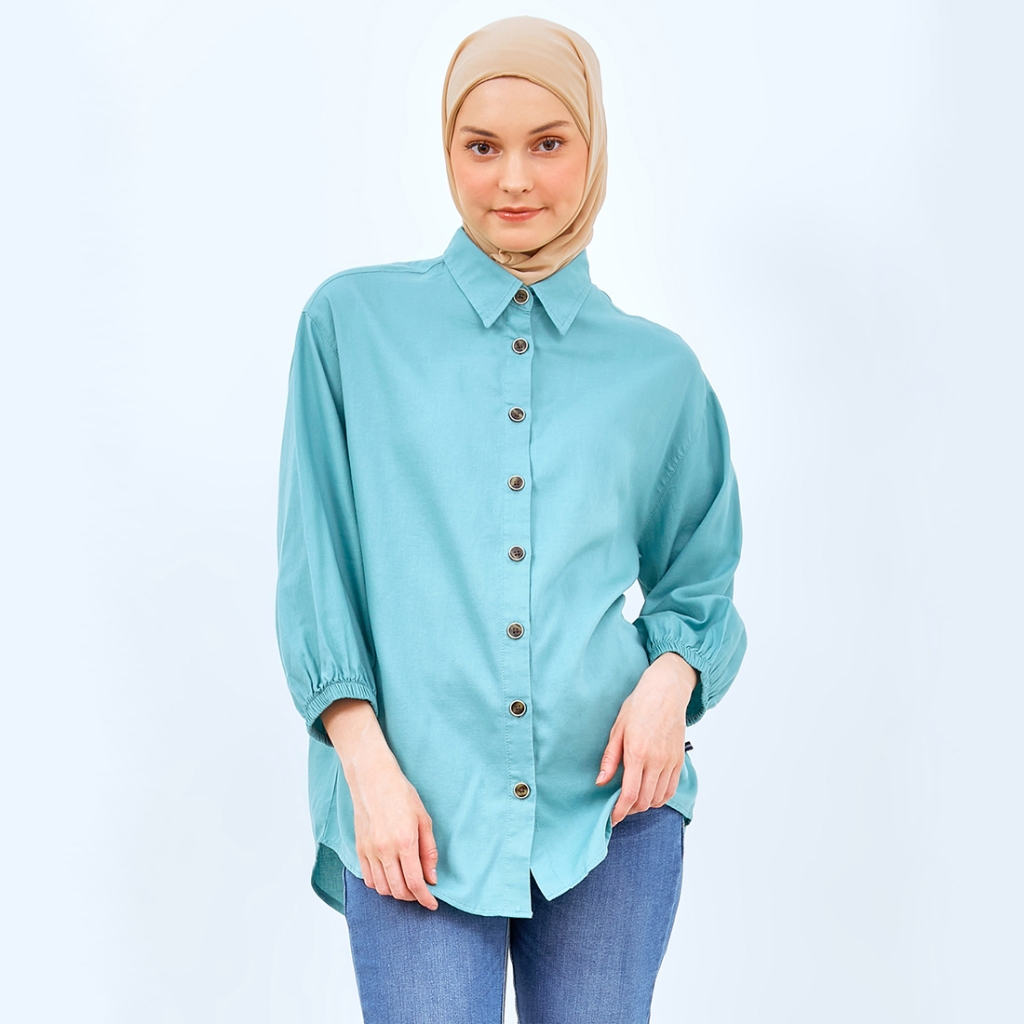 Flamoush Fayoli Green Kemeja 7/8 Oversize Wanita