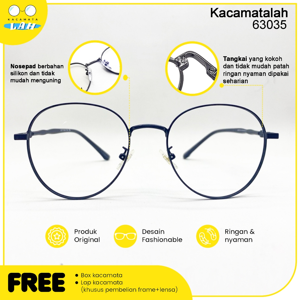 Frame Kacamata Anti Radiasi Pria Wanita Photochromic Bluechromic Blueray - kacamatalah 63035
