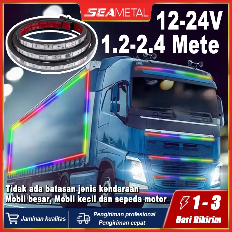 SEAMETAL Lampu LED Strip Variasi Kaca Running Canter Net Light Strip 12/24 Volt Untuk Truck Bus Mobi