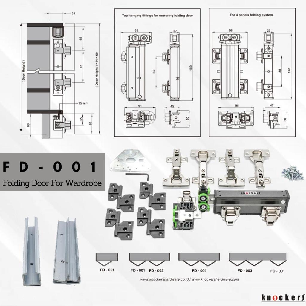 Rel Pintu Sliding Lipat 2 Pintu KNOCKERS FD 001