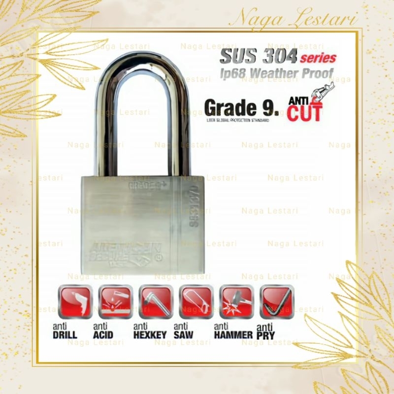 GEMBOK AMERICAN SECURE 50mm PANJANG AMERICAN TOOL