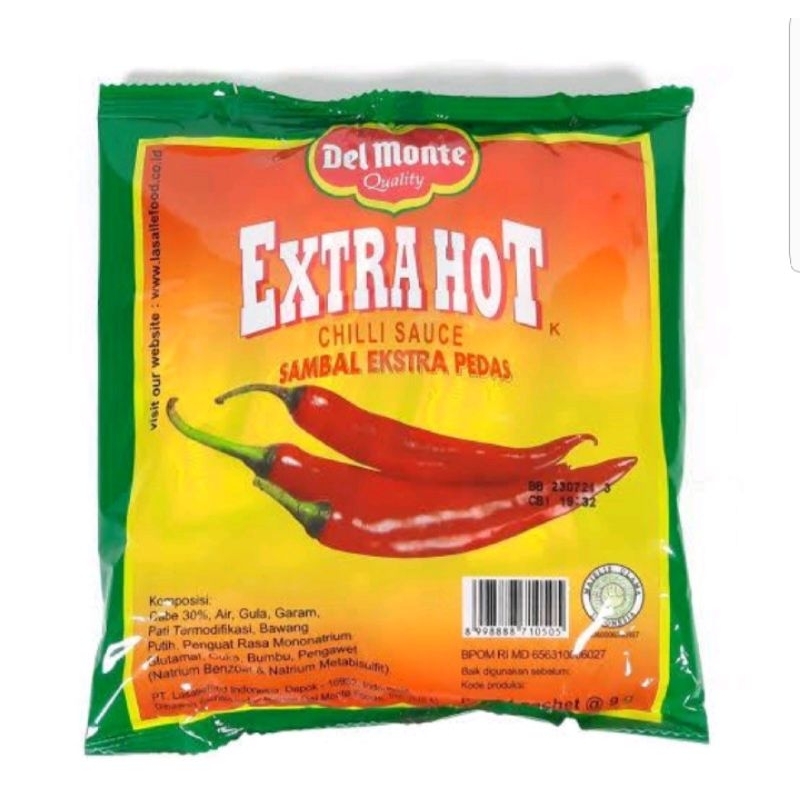 

Saus Sambal Delmonthe Extra Hot Sachet - Saus Sambal Sachet