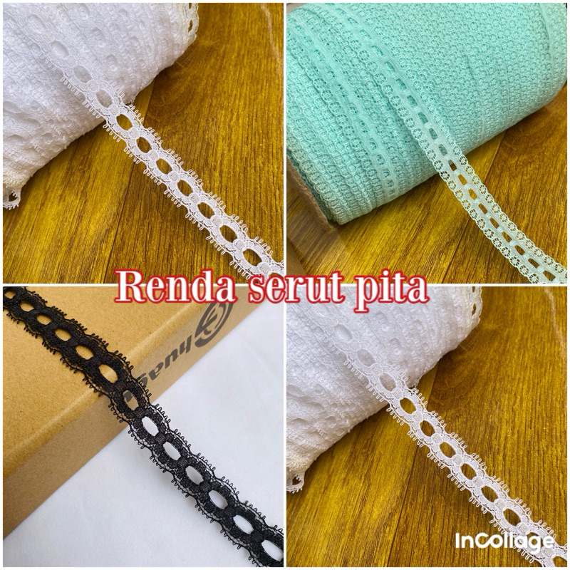 

per rol 15 yard renda serut pita lebar 1.5 cm