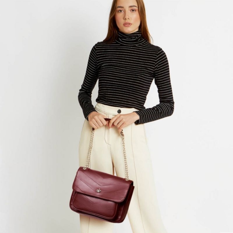 TAS SOPHIE MARTIN ALMANDA BURGUNDY TAS RANTAI WANITA KEKINIAN