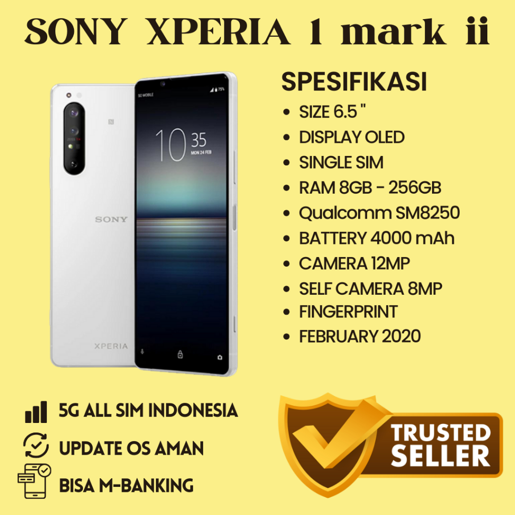 SONY XPERIA 1 II - SEKEN MULUS  NO MINUS - ORIGINAL 100% - FREE FULLSET