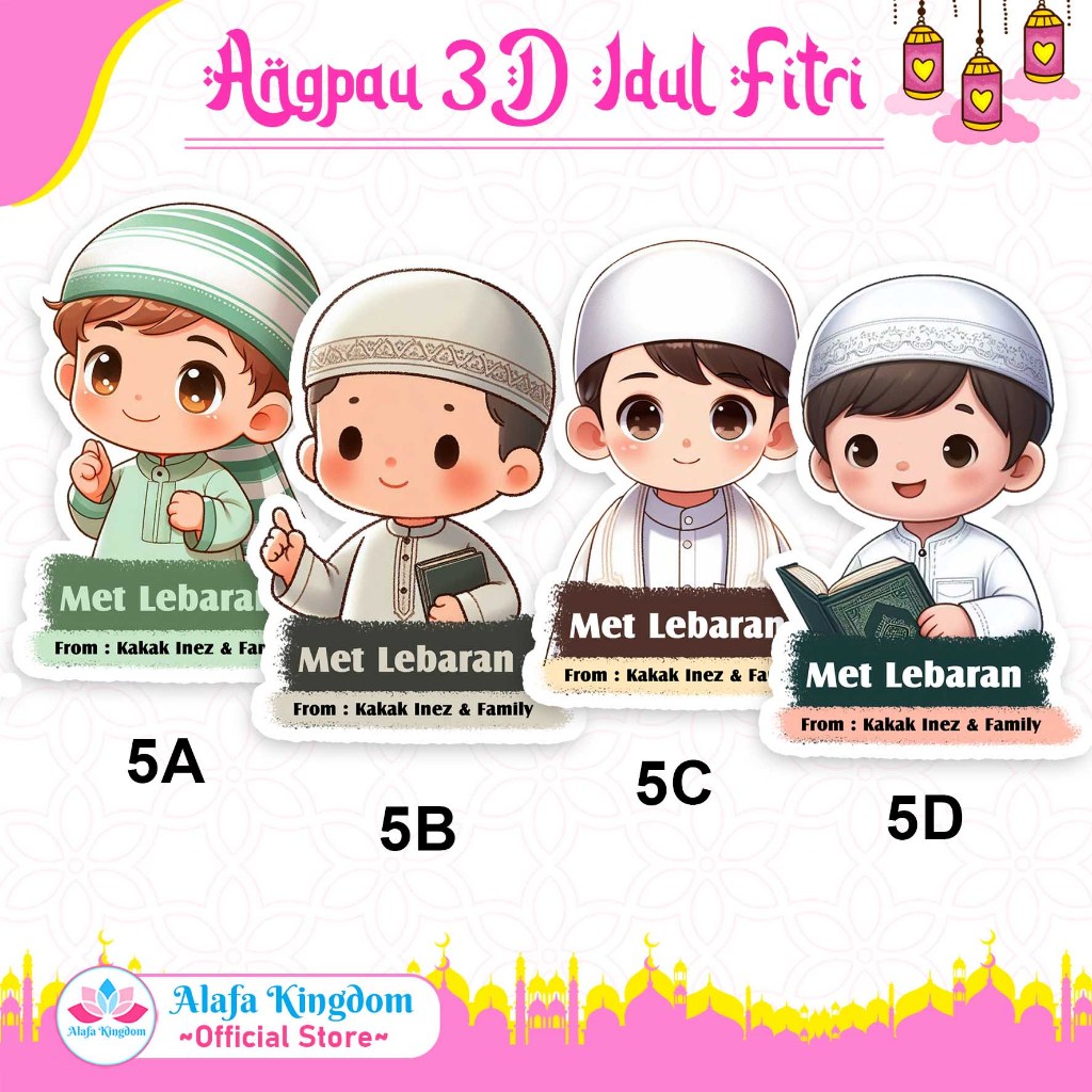 

alafakingdom 8 Pcs Amplop 3D Lebaran Idul Fitri Kekinian Custom 05