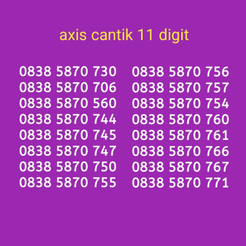 nomor axis 11 digit cantik perdana reguler