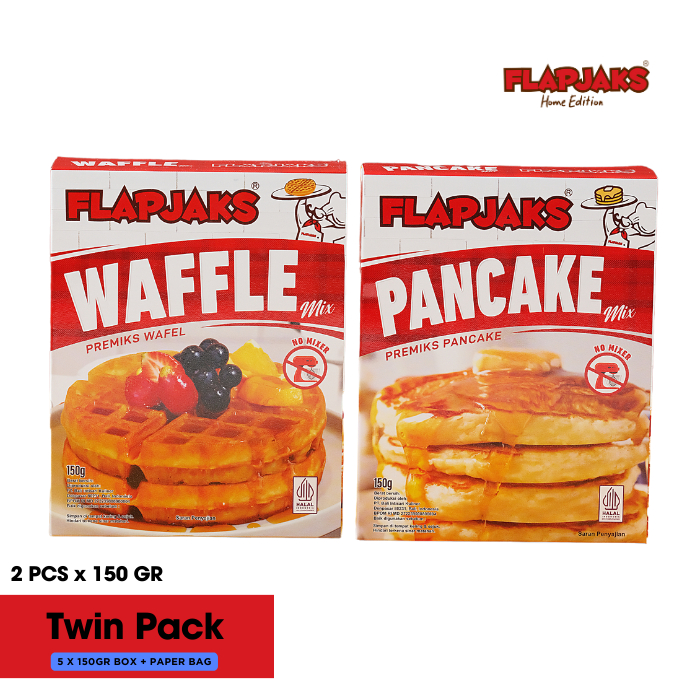

Flapjaks Waffle Premix + Pancake Premix - 2 Box x 150 GR Tepung Pancake Serbaguna - Tepung Waffle