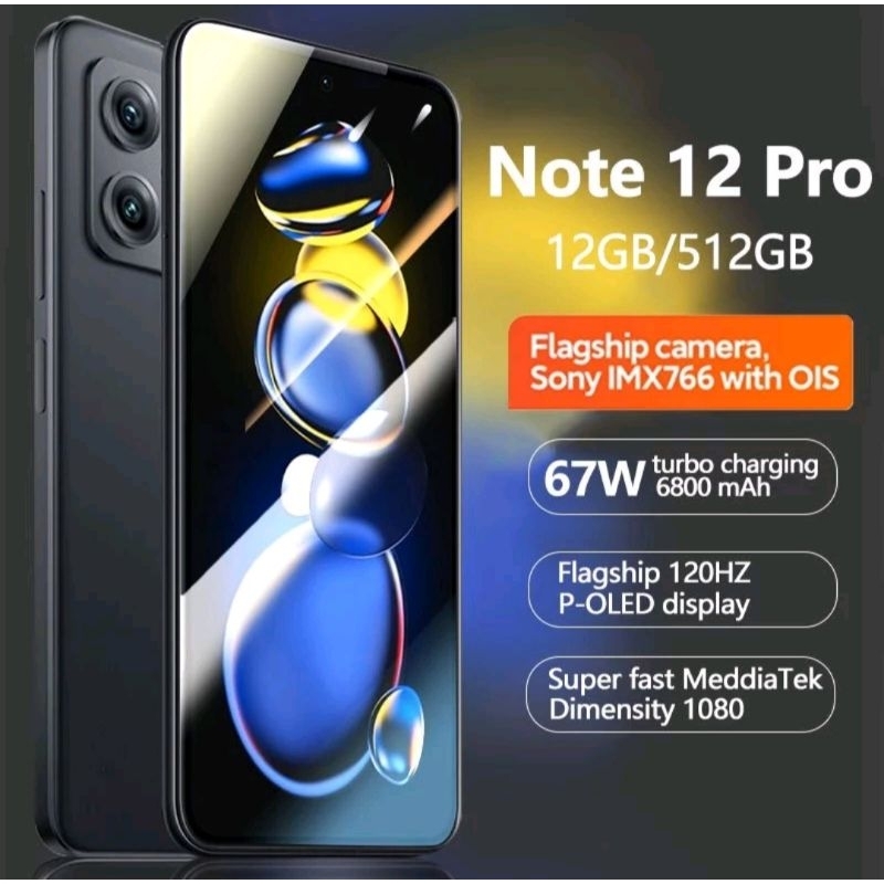 Note 12 Pro HP Murah RAM 12GB+512GB Handphone Android AMOLED 7.5" Garansi Promo Cuci Gudang Ponsel B