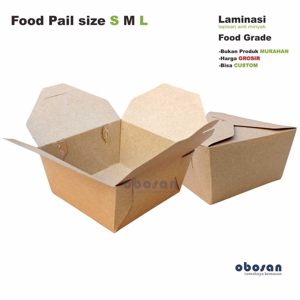 ART E84B Food Pail size S M L Paper Lunch Box Laminasi Tebal Nasi Box Ayam Goreng Geprek Kemasan Mur
