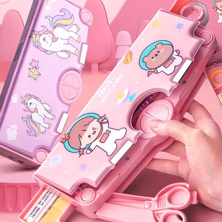 

DiSkon CODKotak Alat Tulis Kotak Pensil Pola Kartun Rautan Kapasitas kotak pensil multifungsi Tempat Pensil Dua Lapis Bahan Plastik Multifungsi Untuk Anak LakiLaki Perempuan