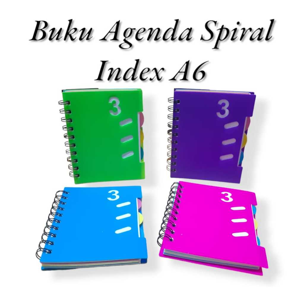 

ROYALSTATIONERY - BUKU DIARY / AGENDA SPIRAL HARD COVER UKURAN A6 DENGAN INDEX FANCY 3