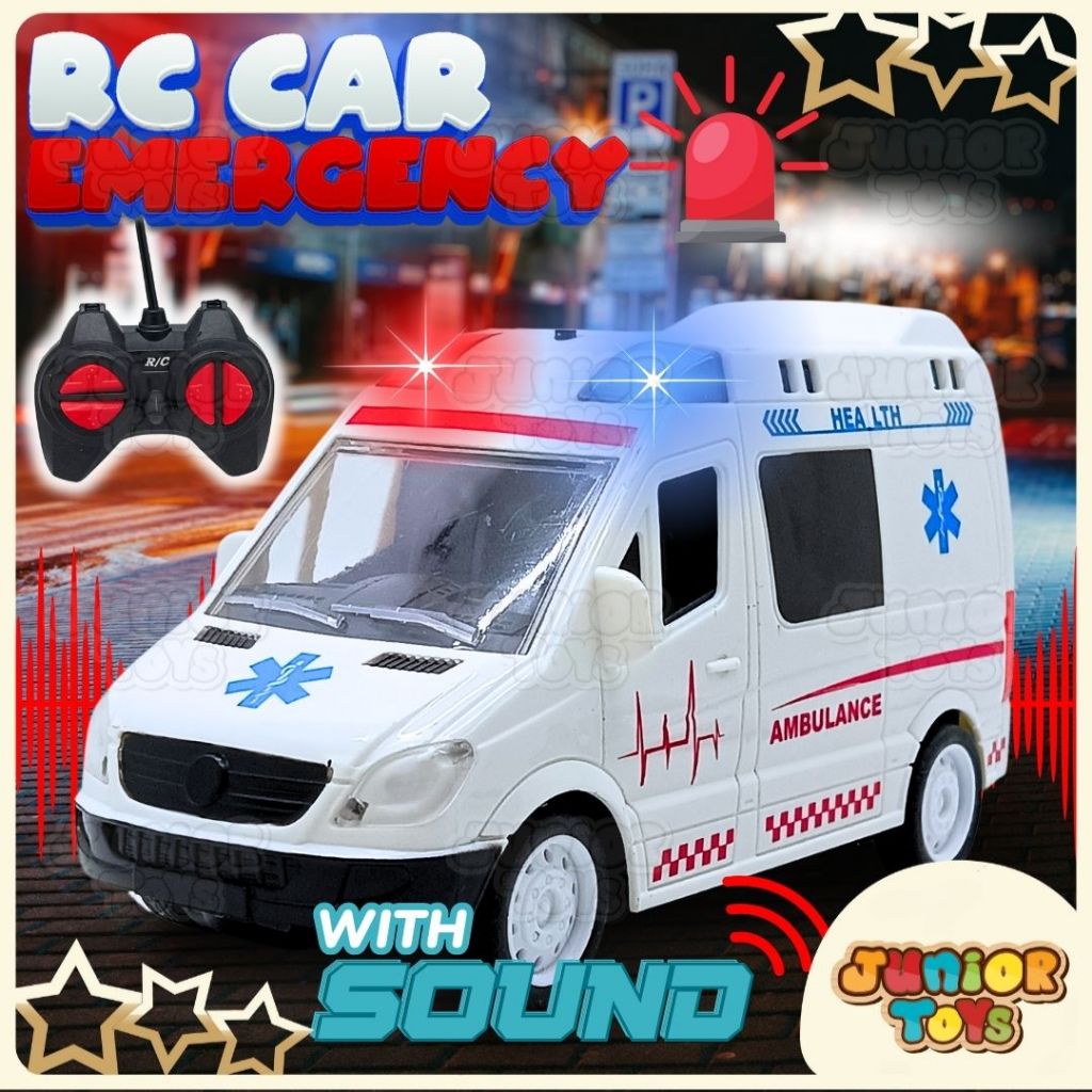 Mobil Ambulance Remote Control Bunyi Suara Ada Lampu Mainan Anak Mobil Emergency Car Toys