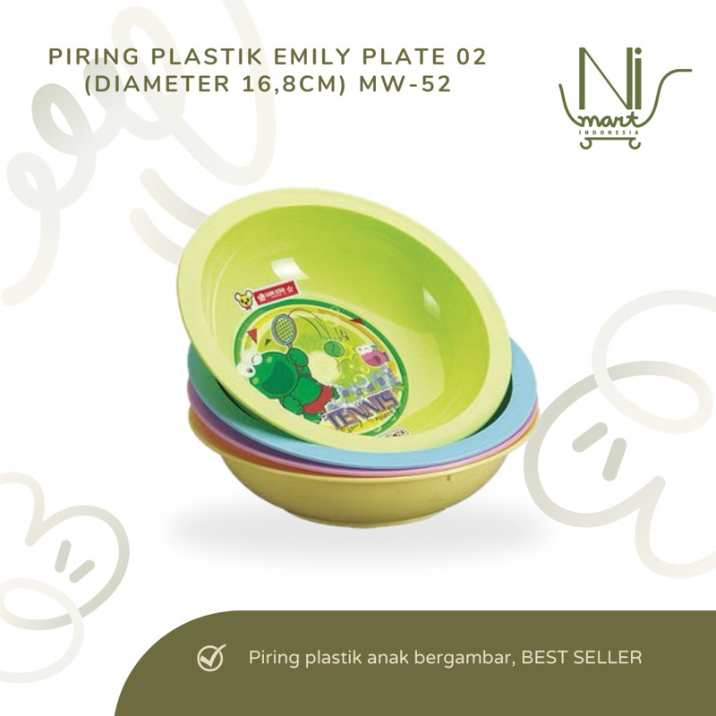 Emily Plate 02 MW-52 Lion Star Piring Plastik Anak Makan Bergambar Kecil Favorite Murah Best Seller 
