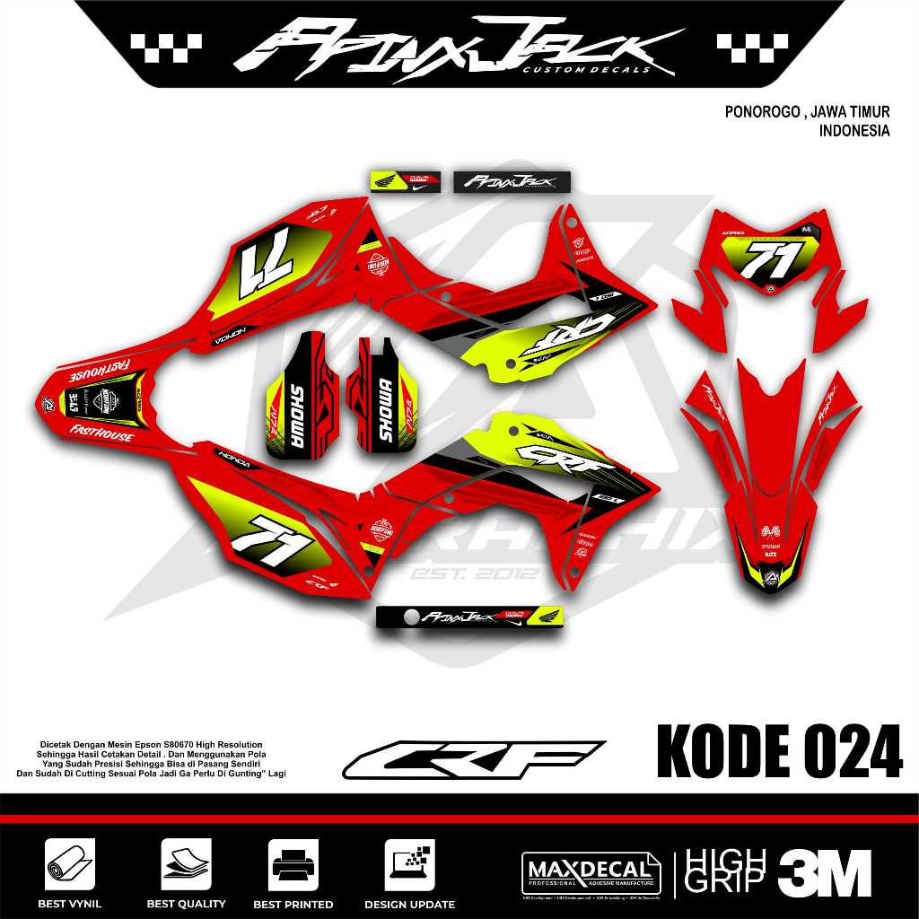 DECAL CRF 150 L KODE 024 MERAH / DECAL CRF 150 MERAH