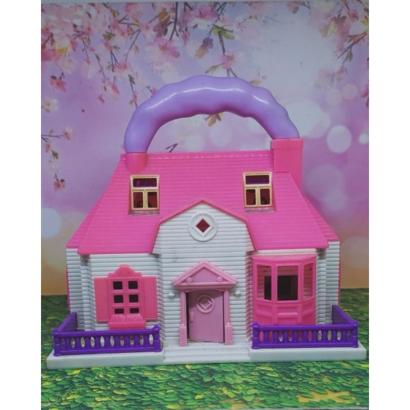 Preloved Rumah-rumahan Hello Kitty Carry-Along Mini Doll House ori Sanrio blue box mainan anak perem