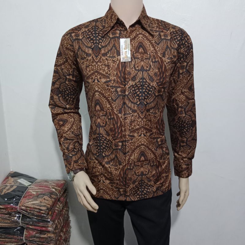 kemeja batik blawasan coklat premium original arta batik super KODE 008 l batik laskala l batik pria