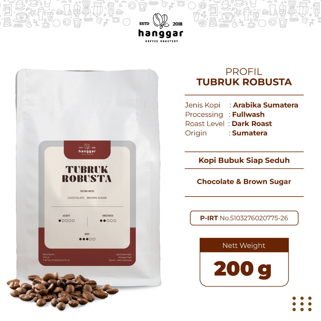 

Kopi Tubruk Robusta Arabika Original Hanggar Roastery 200gram