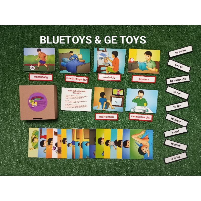 RB22 (GE TOYS) KARTU KATA KERJA ANAK IBU BILINGUAL/ALAT TERAPI WICARA