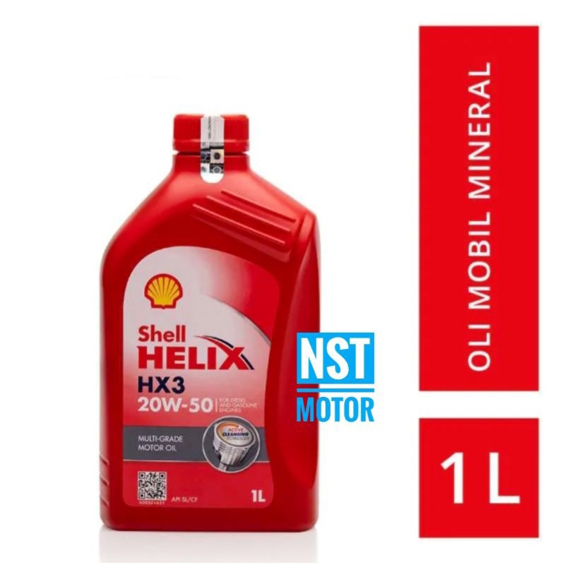 Oli Shell Helix HX3 20W 50 1liter Oli Mesin Mobil Bensin / Diesel Original Shell