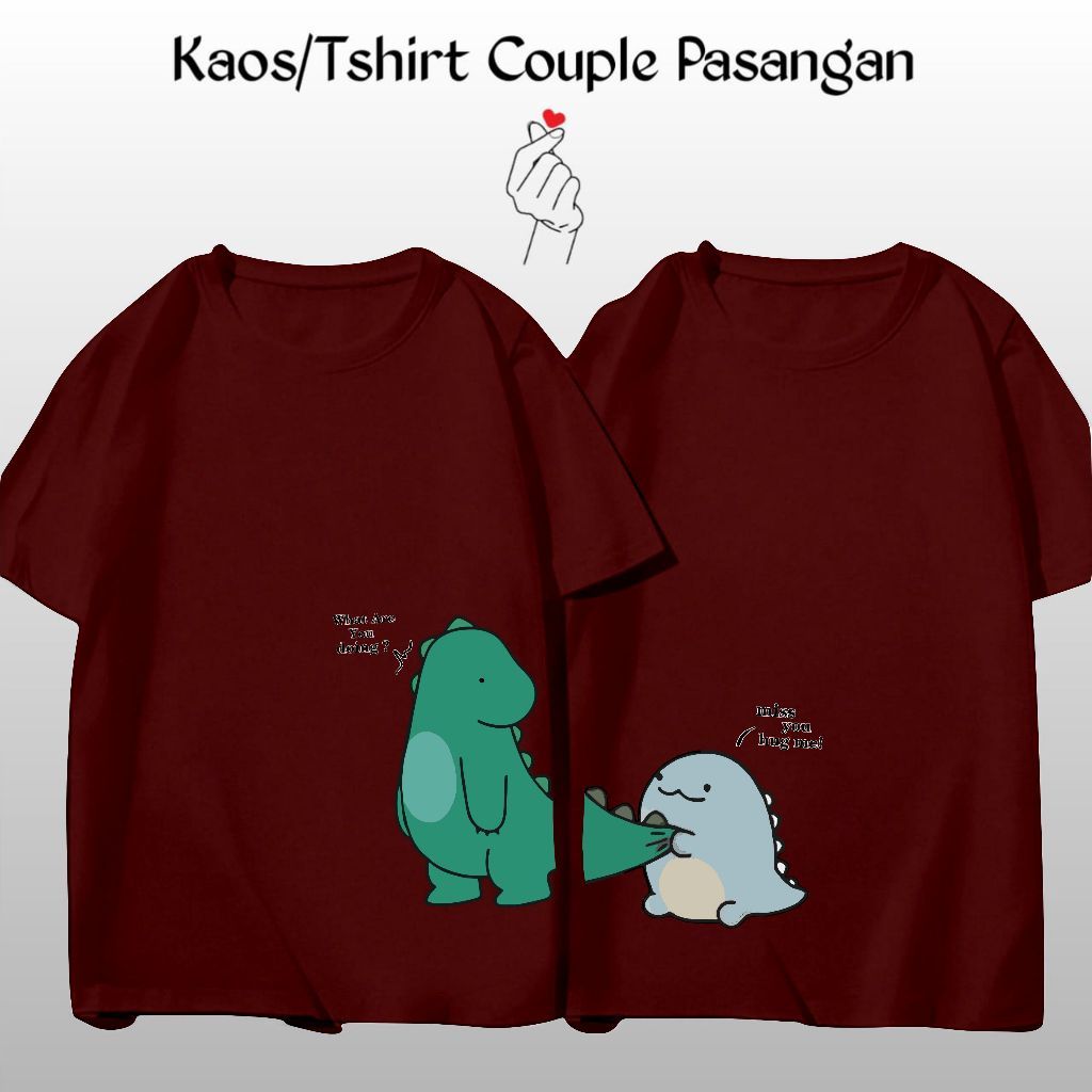 Baju Kaos Couple Pasangan Lengan Pendek Gambar Dino Besar / Kaos Oblong Kapelan Cowok CewekTerlaris