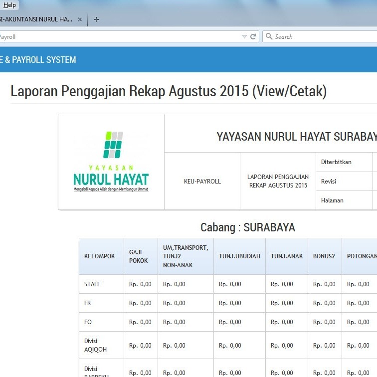 Software HRD Dan Payroll Lembaga Sosial