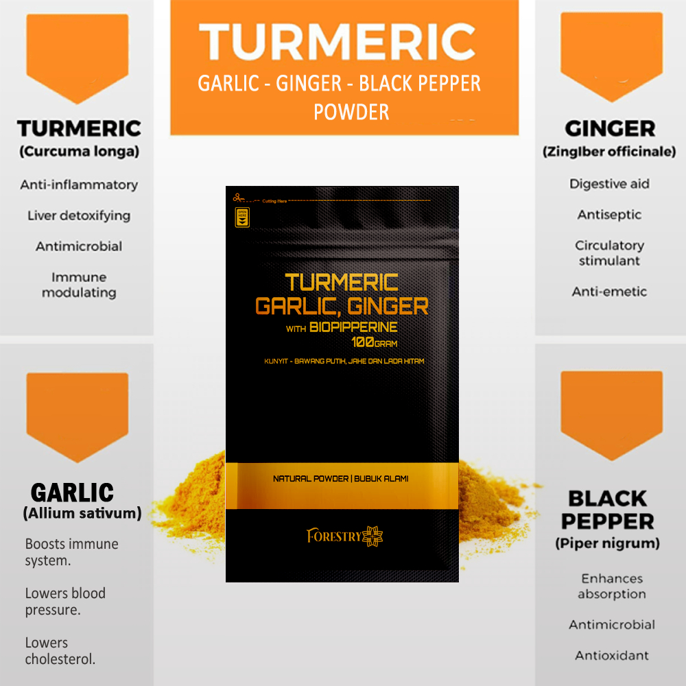 

Turmeric Garlic Ginger with black Pepper Powder Forestry