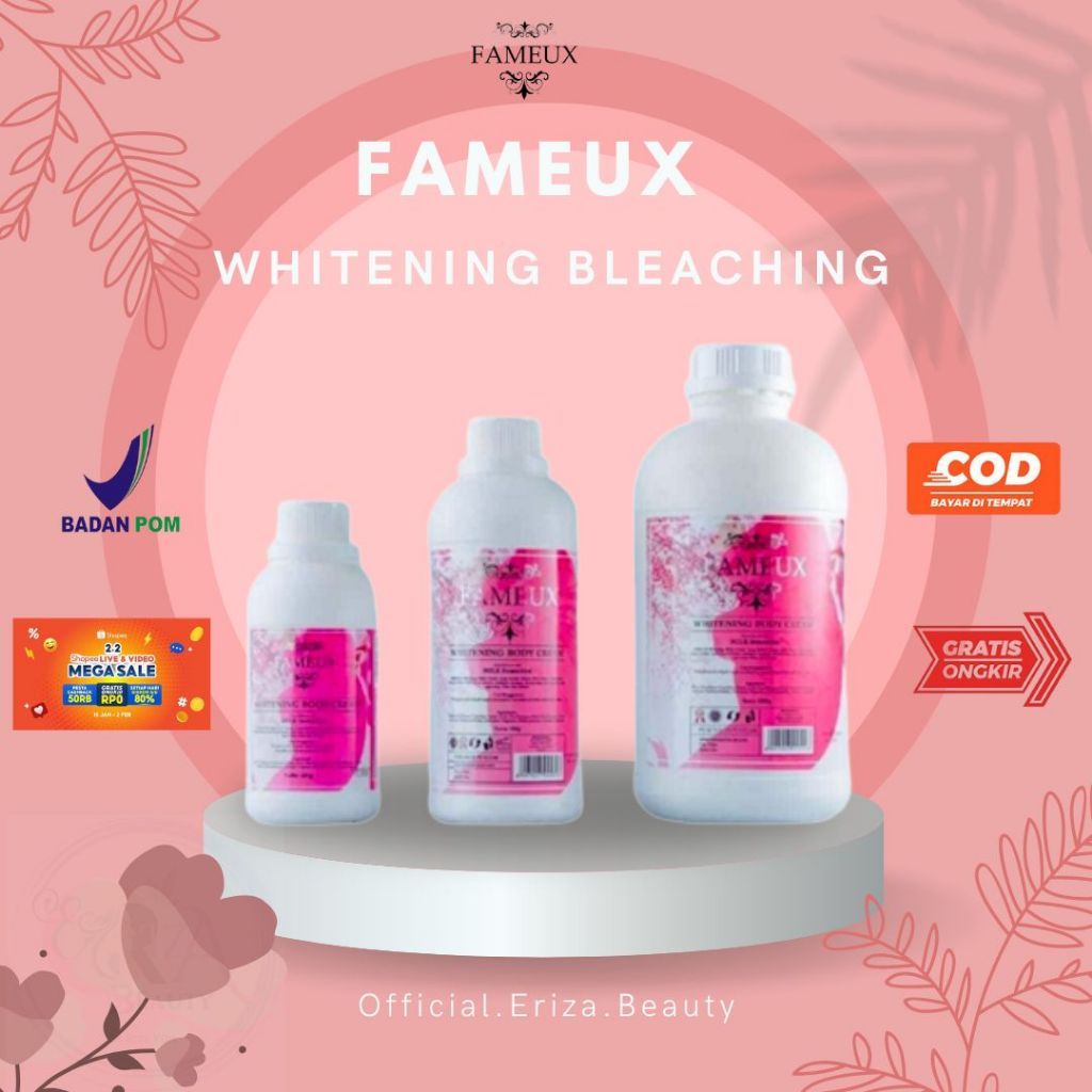 FAMEUX WHITENING BODY CREAM (Bleaching) 250 ml/500 ml/1000 ml / Body Bleach FAMEUX Ori/ Body Cream W