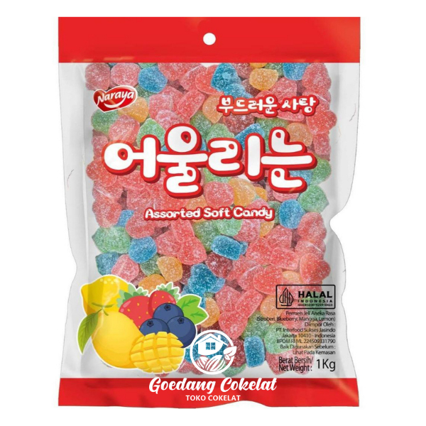 

Naraya Soft Candy Assorted Permen Jelly Lunak Aneka Rasa Buah Kemasan 1 Kg