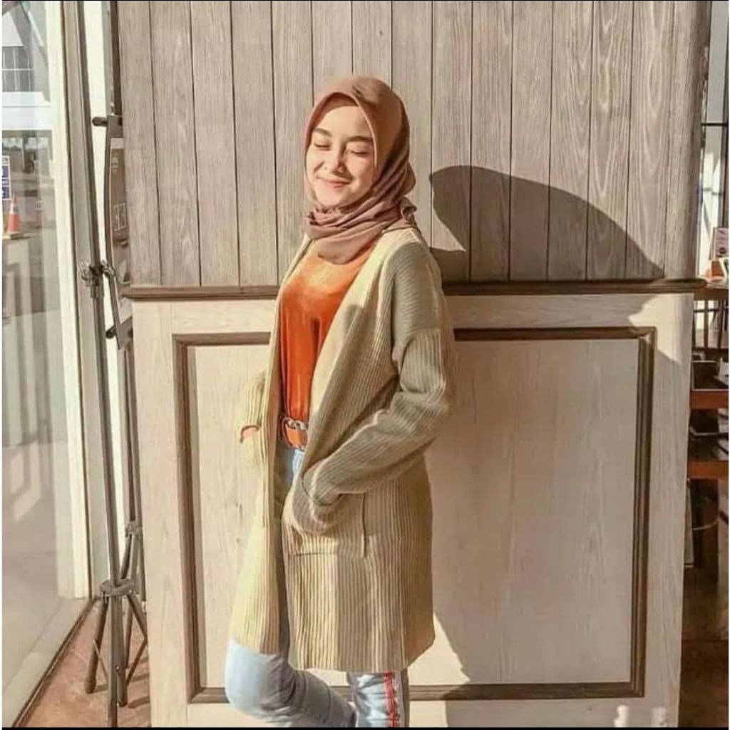 Long Kardigan Polos Rajut Premium/ Cardigan Rajut / Longkardi Vegga