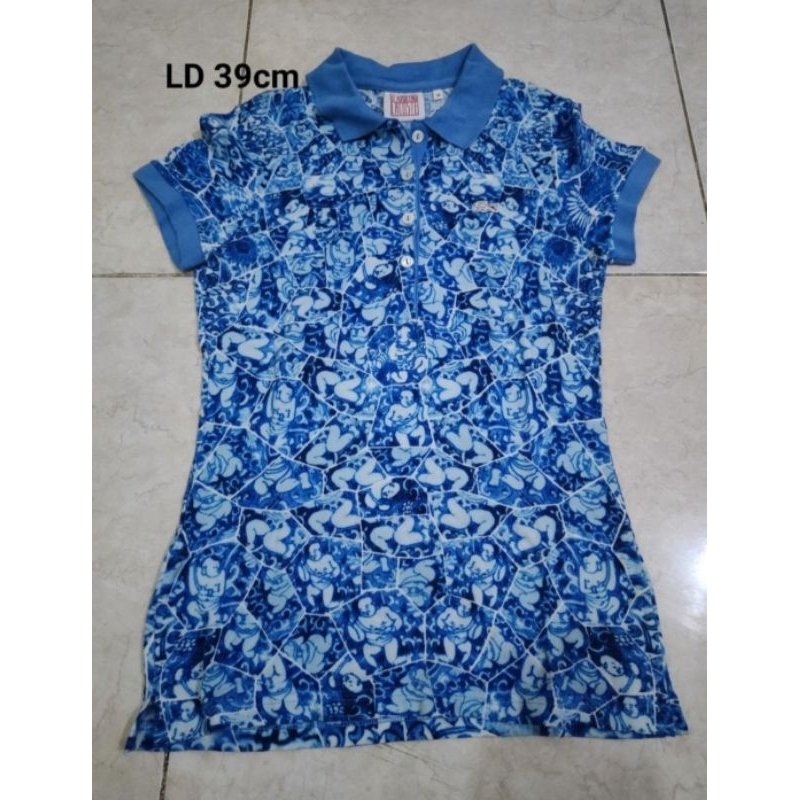 preloved branded original Lacoste X Li xiaofeng blue polo t-shirt