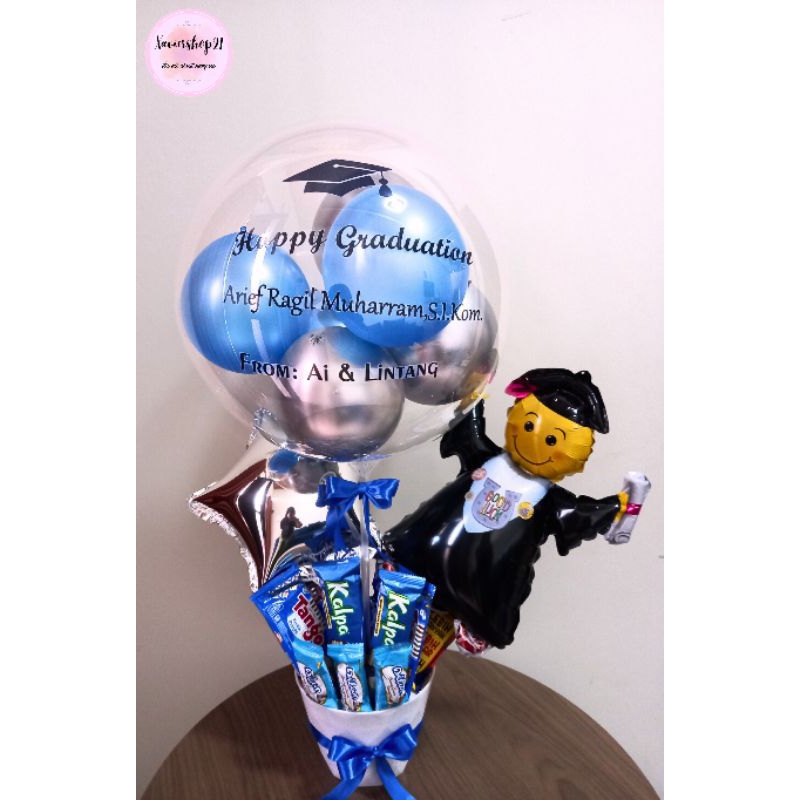 READYBuket Balon Graduation / Balon PVC / Buket Pot Snack.