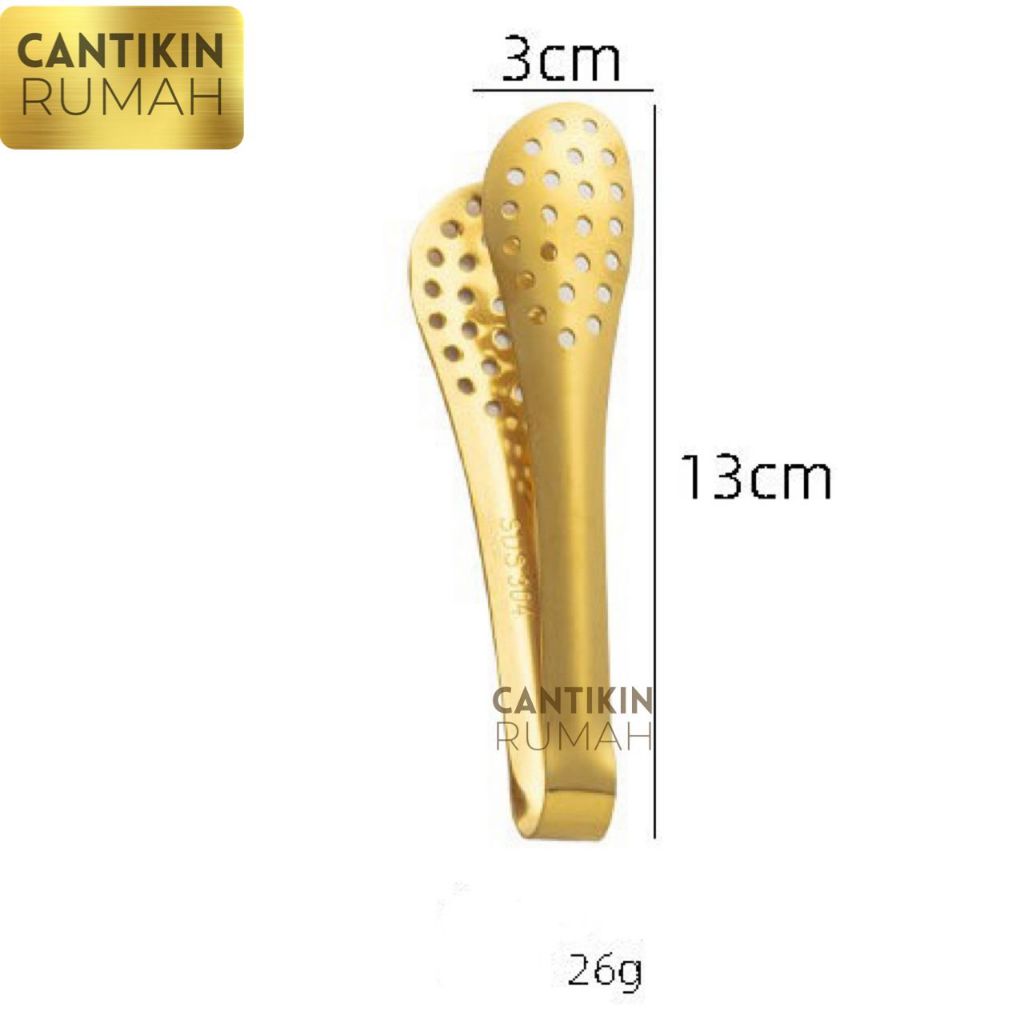 CAPITAN KECIL DOTS KUE STAINLESS DOTS EMAS FOOD TONGS GOLD