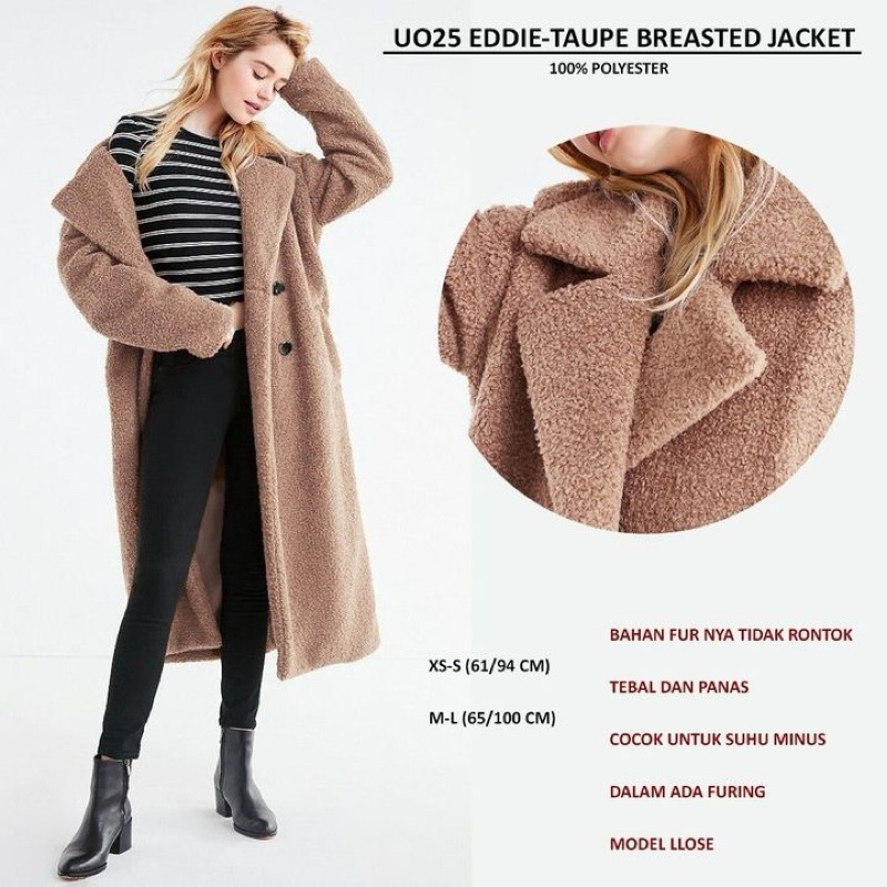 Jaket Wanita Panjang untuk Suhu Minus (Breasted Jacket) brand URBAN OUTFITTERS Original