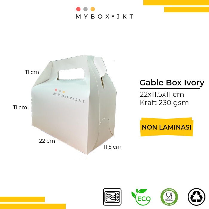 

Gable Box Hampers LEBARAN Souvenir Gift Pack Snack Ivory Putih 22x11x11