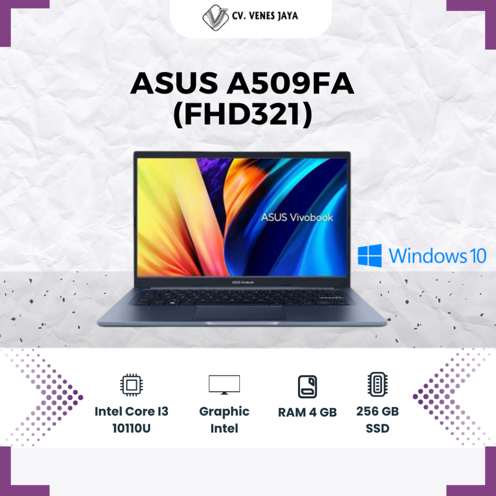 LAPTOP ASUS A509FA(FHD321),INTEL CORE I3 ,4 GB DDR, 256 GB SSD, WINDOWS11 + OHS, 14"
