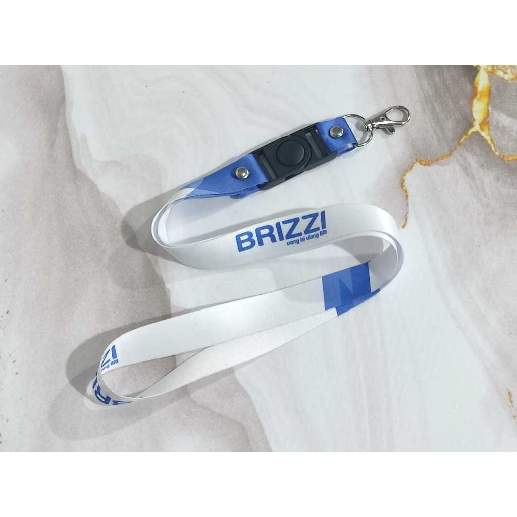 

Lanyard BRIZZI / Brizzi Putih Biru cetak 2 sisi ukuran 2cm Lanyard Custom Satuan murah