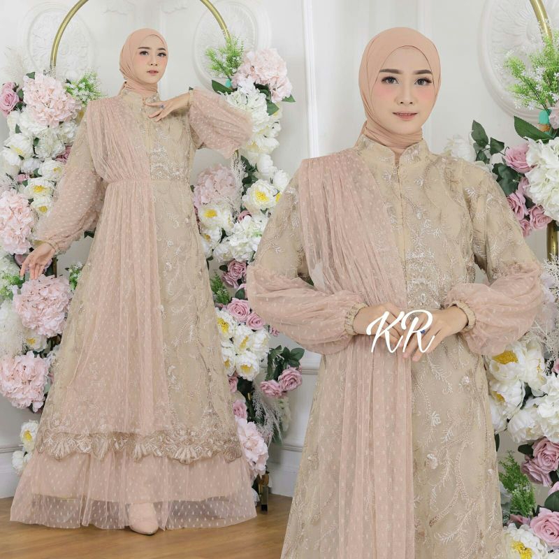 GnC Dress Gamis Lebaran Brukat Kamill k1 cantik kondangan